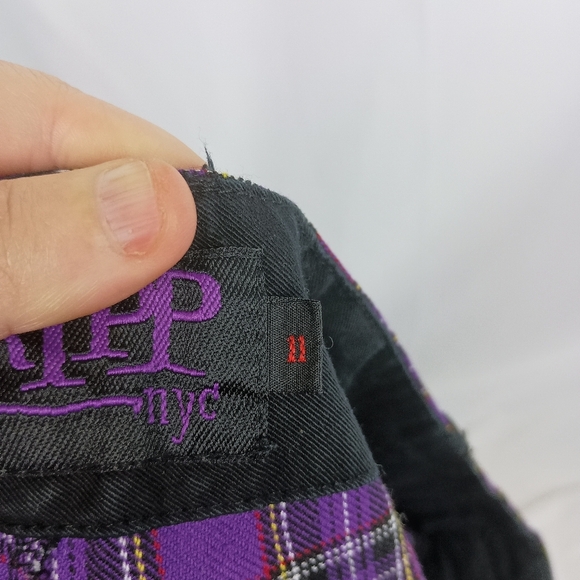 TRIPP NYC Purple Black Plaid Capris Zipper Punk,Goth,Grunge,Gorpcorp(#1,568) - Picture 3 of 11
